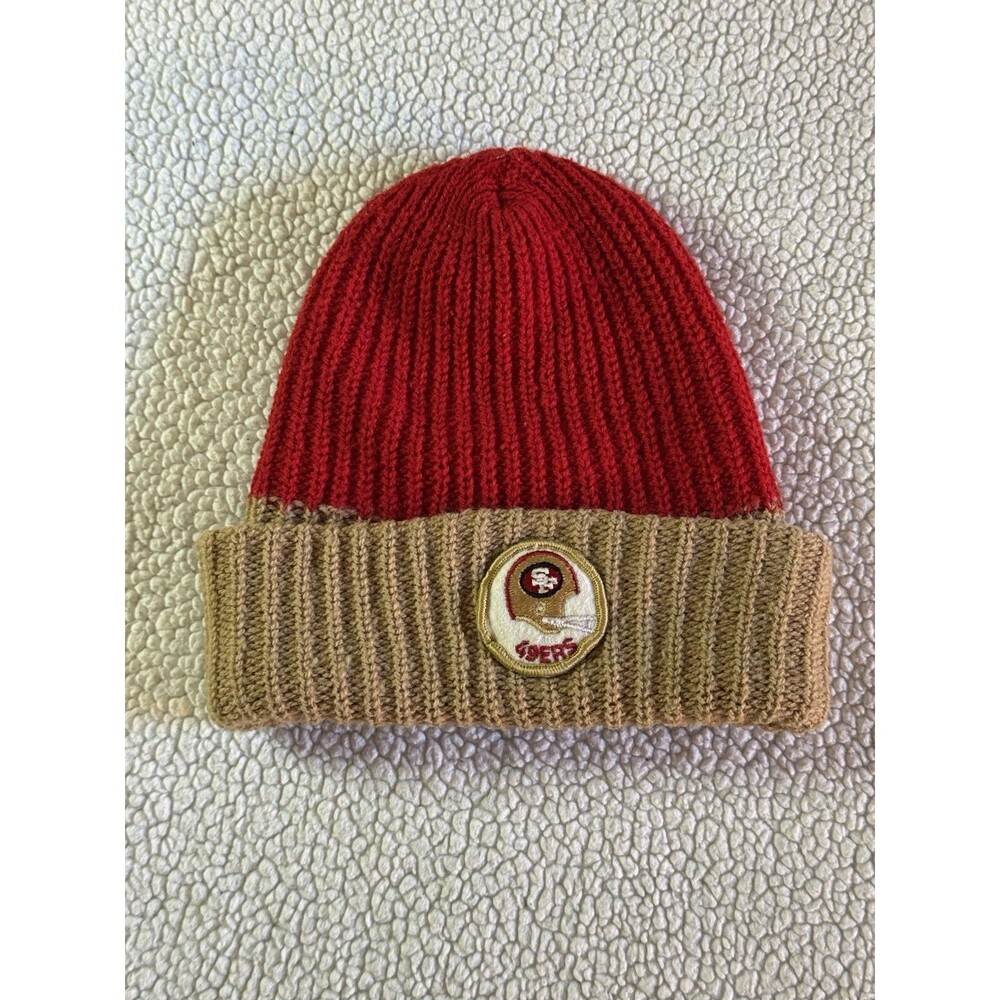 Vintage 70’s SF 49ers Beanie RED & Gold Hat w/ Patch Sz S NFL FOOTBALL